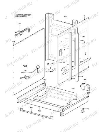 Взрыв-схема плиты (духовки) Parkinson Cowan SIG531BKN - Схема узла H10 Outer Frame